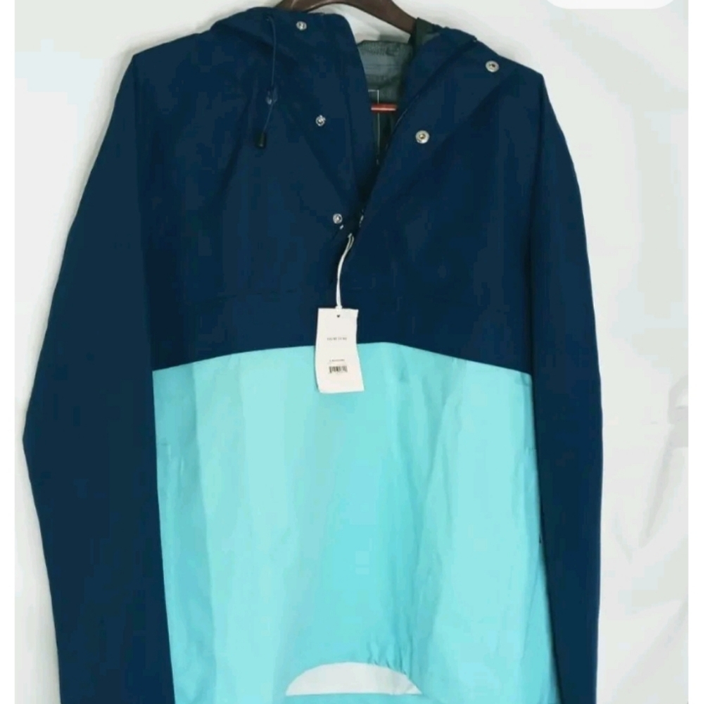 New Free Assembly Jacket All Weather Anorak Hooded  Women's Medium Blue Pockets
